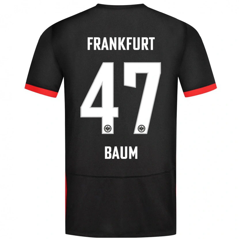 Danxen Dzieci Elias Baum #47 Czarny Wyjazdowa Koszulka 2024/25 Koszulki Klubowe