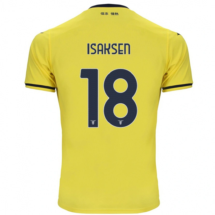 Danxen Dzieci Gustav Isaksen #18 Żółty Wyjazdowa Koszulka 2024/25 Koszulki Klubowe