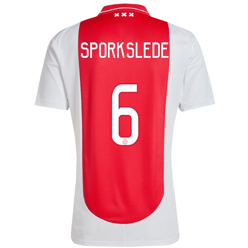 Danxen Męski Fabian Sporkslede #6 Czerwony Biały Domowa Koszulka 2024/25 Koszulki Klubowe