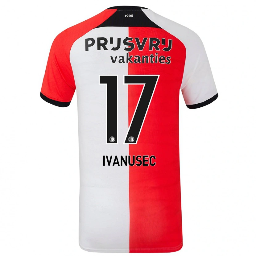 Danxen Męski Luka Ivanusec #17 Czerwony Biały Domowa Koszulka 2024/25 Koszulki Klubowe