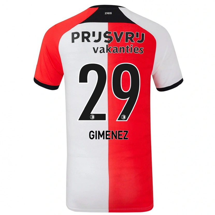 Danxen Męski Santiago Gimenez #29 Czerwony Biały Domowa Koszulka 2024/25 Koszulki Klubowe