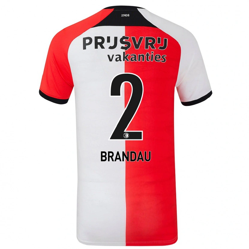 Danxen Męski Justine Brandau #2 Czerwony Biały Domowa Koszulka 2024/25 Koszulki Klubowe
