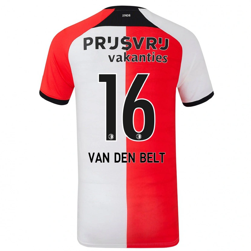 Danxen Męski Thomas Van Den Belt #16 Czerwony Biały Domowa Koszulka 2024/25 Koszulki Klubowe