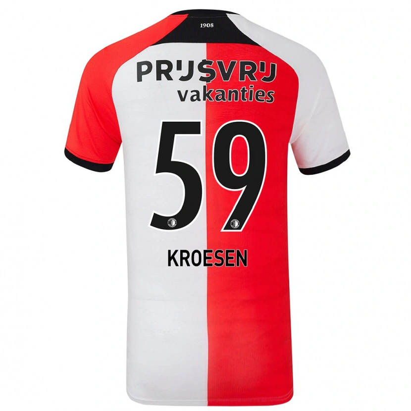 Danxen Męski Jaimy Kroesen #59 Czerwony Biały Domowa Koszulka 2024/25 Koszulki Klubowe