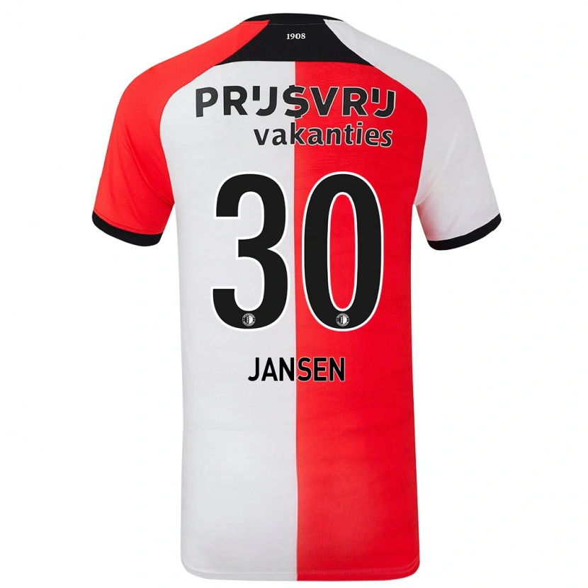 Danxen Męski Thijs Jansen #30 Czerwony Biały Domowa Koszulka 2024/25 Koszulki Klubowe