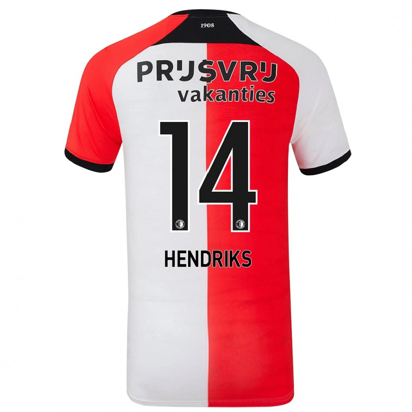 Danxen Męski Kim Hendriks #14 Czerwony Biały Domowa Koszulka 2024/25 Koszulki Klubowe