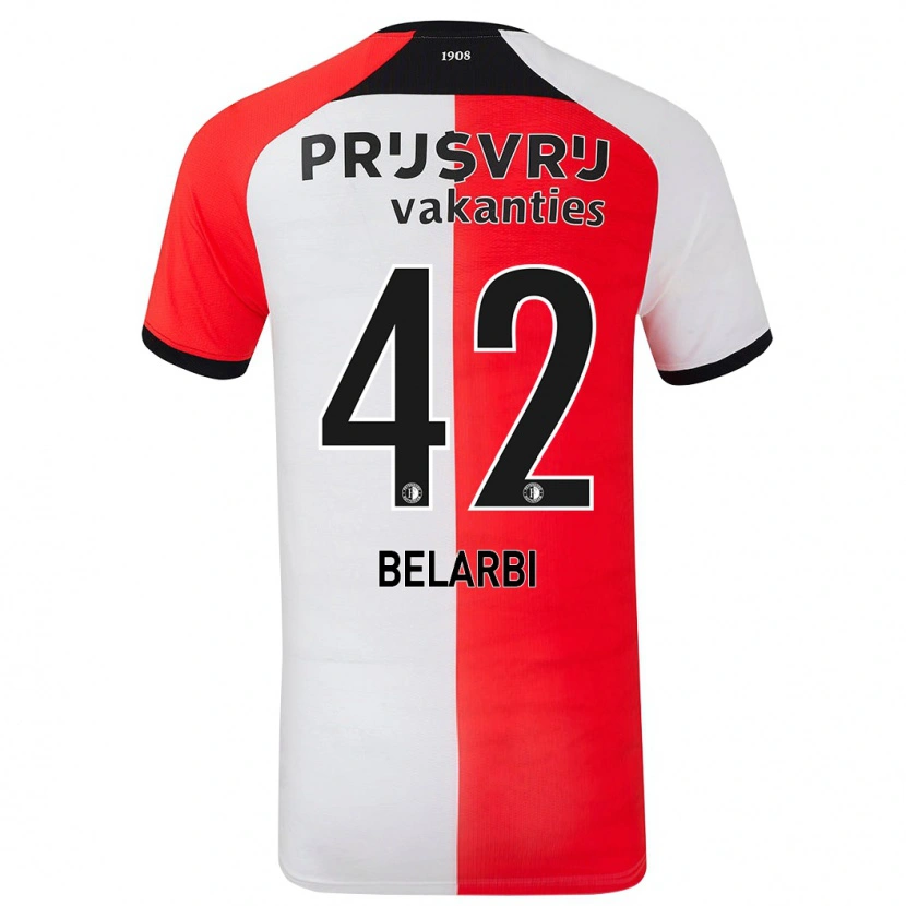 Danxen Męski Abdel Belarbi #42 Czerwony Biały Domowa Koszulka 2024/25 Koszulki Klubowe