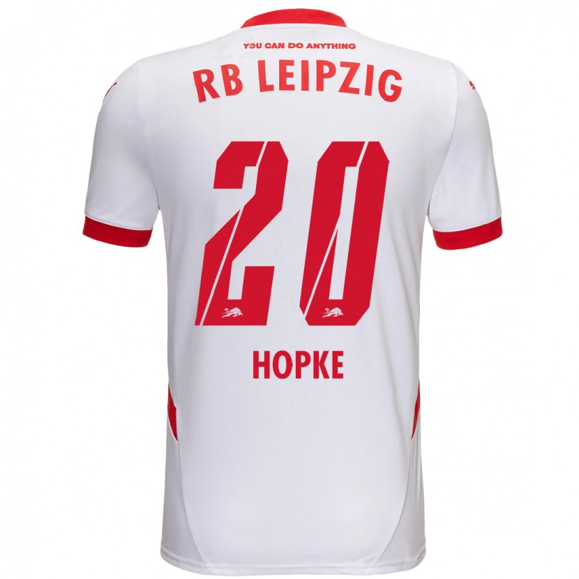 Danxen Męski Hannes Hopke #20 Biały Czerwony Domowa Koszulka 2024/25 Koszulki Klubowe