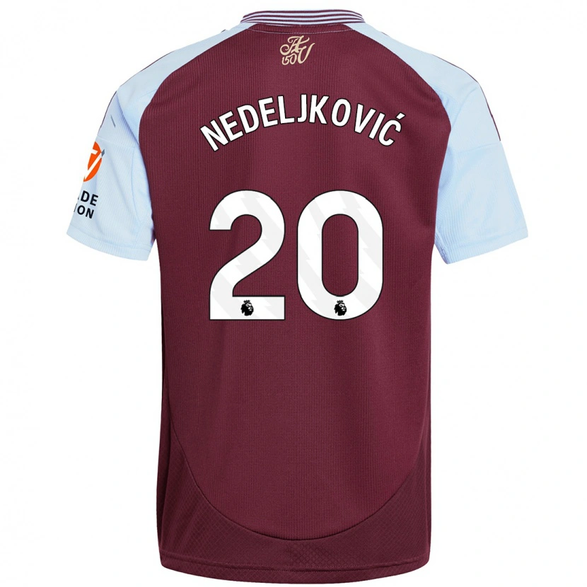 Danxen Męski Kosta Nedeljkovic #20 Burgundowy Błękitny Domowa Koszulka 2024/25 Koszulki Klubowe