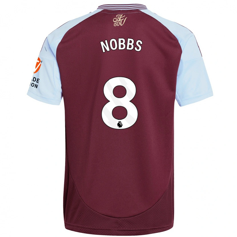 Danxen Męski Jordan Nobbs #8 Burgundowy Błękitny Domowa Koszulka 2024/25 Koszulki Klubowe