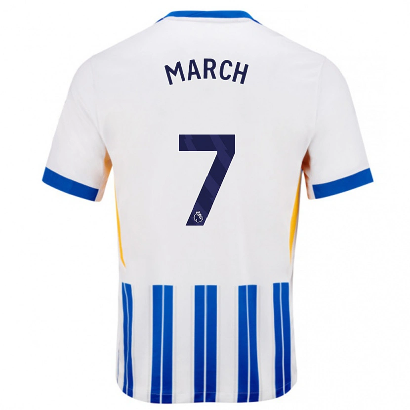 Danxen Męski Solly March #7 Biały Niebieski Prążki Domowa Koszulka 2024/25 Koszulki Klubowe