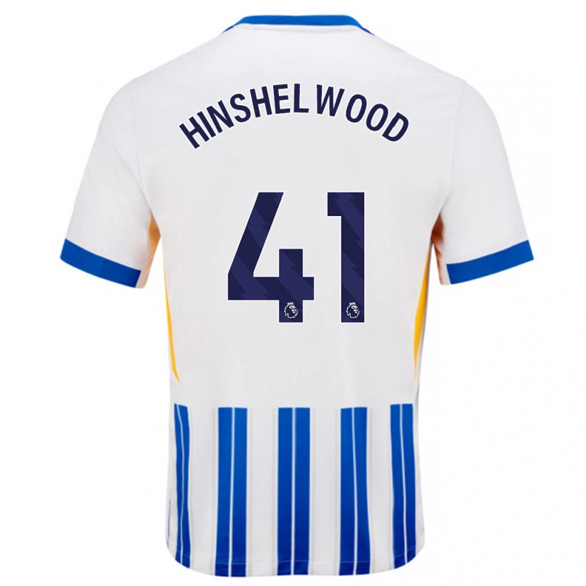 Danxen Męski Jack Hinshelwood #41 Biały Niebieski Prążki Domowa Koszulka 2024/25 Koszulki Klubowe