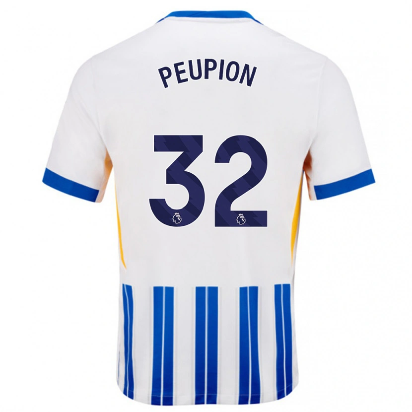 Danxen Męski Cameron Peupion #32 Biały Niebieski Prążki Domowa Koszulka 2024/25 Koszulki Klubowe