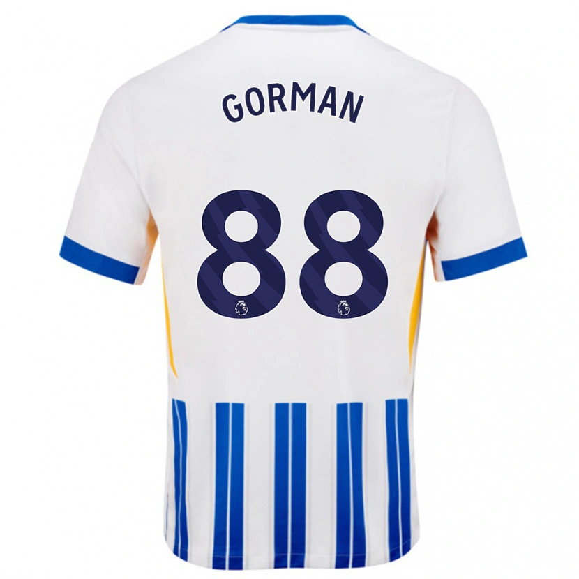 Danxen Męski Ronnie Gorman #88 Biały Niebieski Prążki Domowa Koszulka 2024/25 Koszulki Klubowe