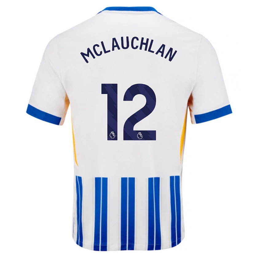 Danxen Męski Rachel Mclauchlan #12 Biały Niebieski Prążki Domowa Koszulka 2024/25 Koszulki Klubowe