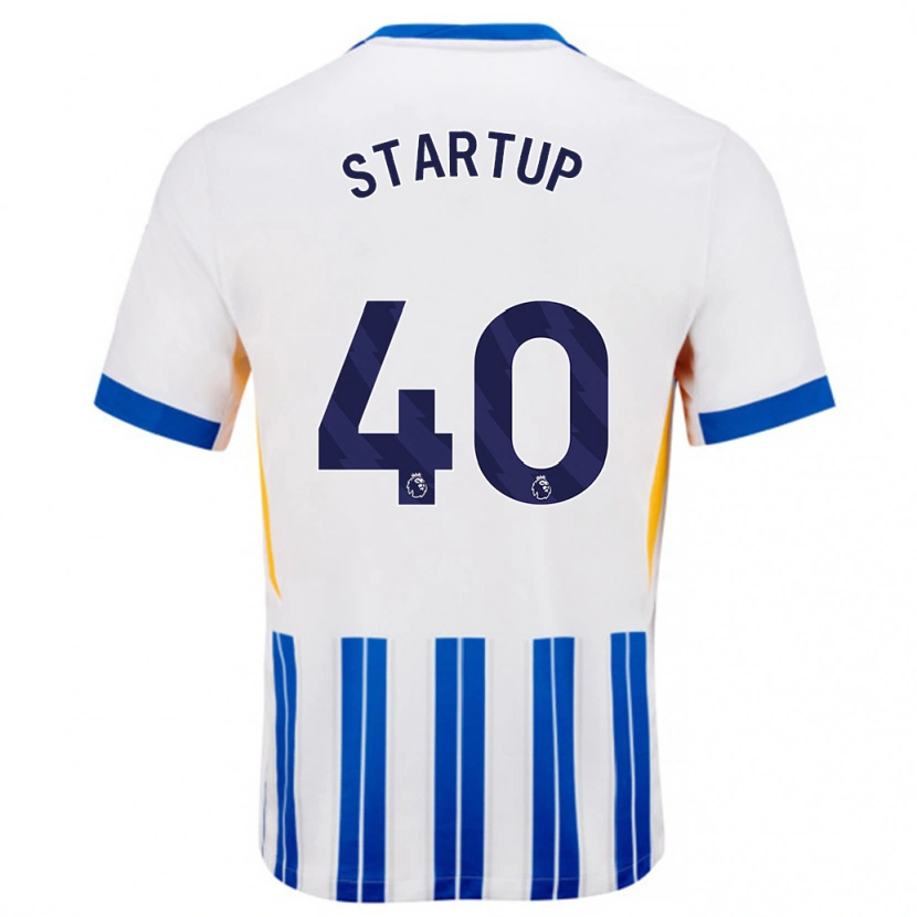 Danxen Męski Katie Startup #40 Biały Niebieski Prążki Domowa Koszulka 2024/25 Koszulki Klubowe