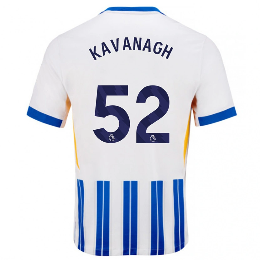 Danxen Męski Leigh Kavanagh #52 Biały Niebieski Prążki Domowa Koszulka 2024/25 Koszulki Klubowe