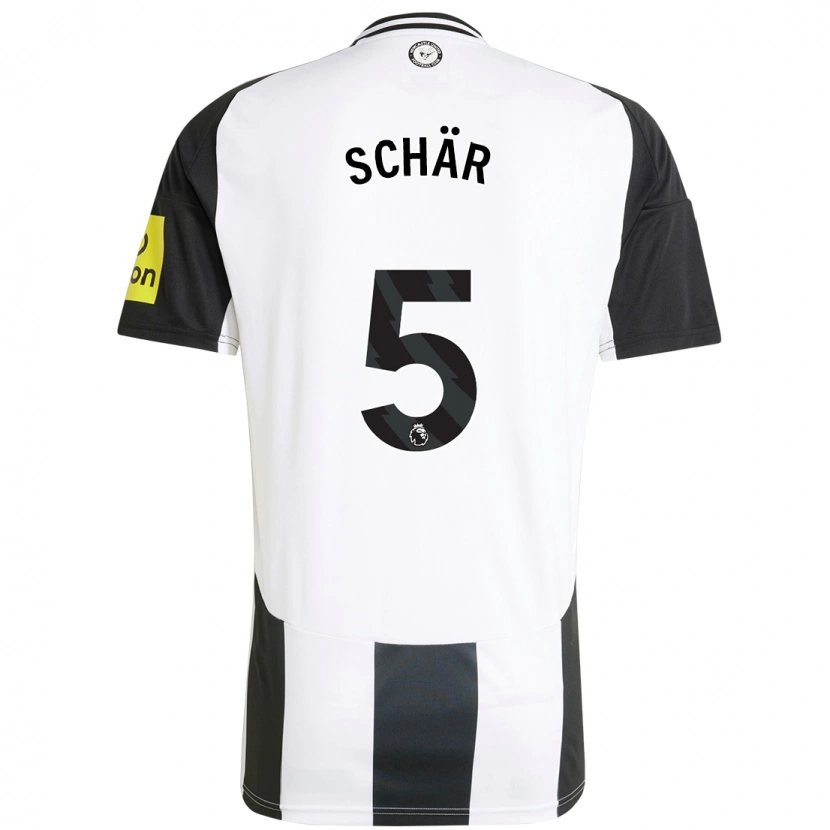 Danxen Męski Fabian Schär #5 Biały Czarny Domowa Koszulka 2024/25 Koszulki Klubowe