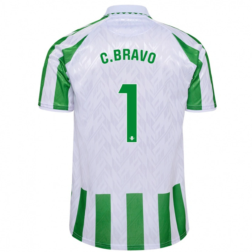 Danxen Męski Claudio Bravo #1 Zielony Białe Paski Domowa Koszulka 2024/25 Koszulki Klubowe