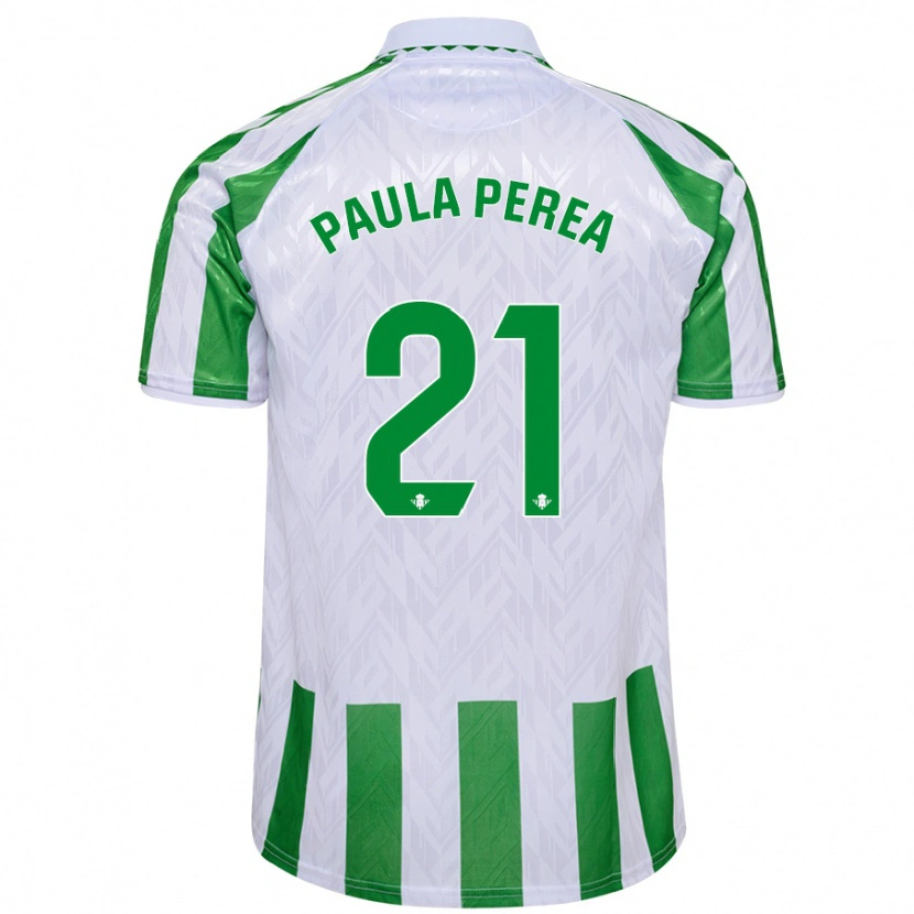 Danxen Męski Paula Perea Ramírez #21 Zielony Białe Paski Domowa Koszulka 2024/25 Koszulki Klubowe