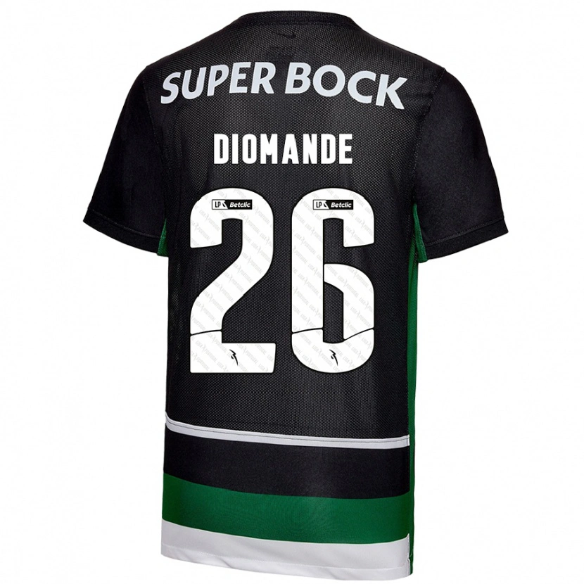 Danxen Męski Ousmane Diomande #26 Czarny Biały Zielony Domowa Koszulka 2024/25 Koszulki Klubowe