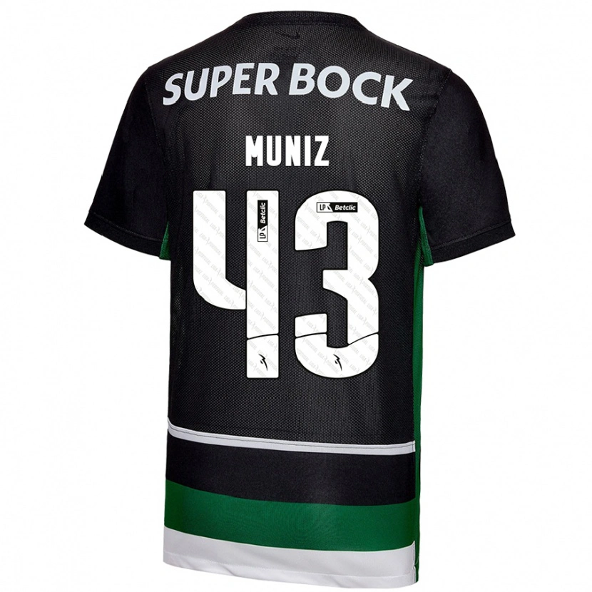Danxen Męski João Muniz #43 Czarny Biały Zielony Domowa Koszulka 2024/25 Koszulki Klubowe