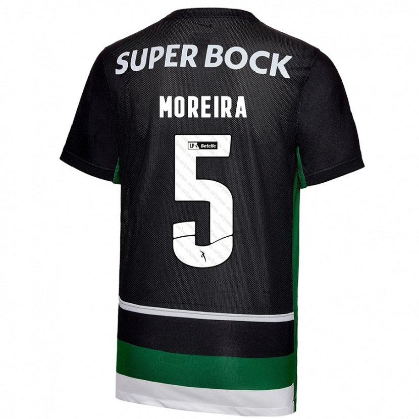 Danxen Męski David Moreira #5 Czarny Biały Zielony Domowa Koszulka 2024/25 Koszulki Klubowe