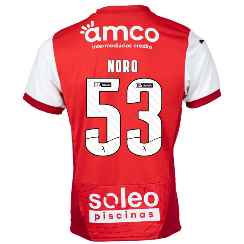 Danxen Męski Jonatás Noro #53 Czerwony Biały Domowa Koszulka 2024/25 Koszulki Klubowe