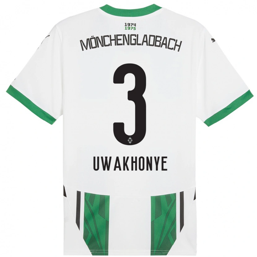 Danxen Męski Joshua Uwakhonye #3 Biały Zielony Domowa Koszulka 2024/25 Koszulki Klubowe
