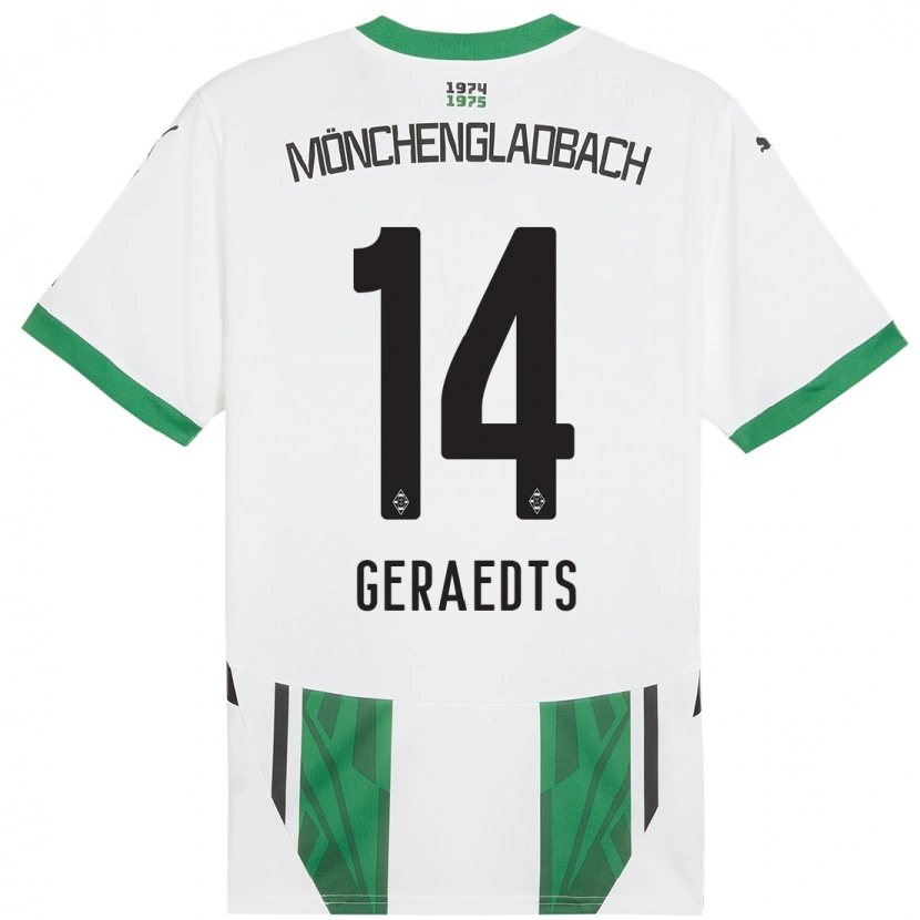 Danxen Męski Kelsey Geraedts #14 Biały Zielony Domowa Koszulka 2024/25 Koszulki Klubowe