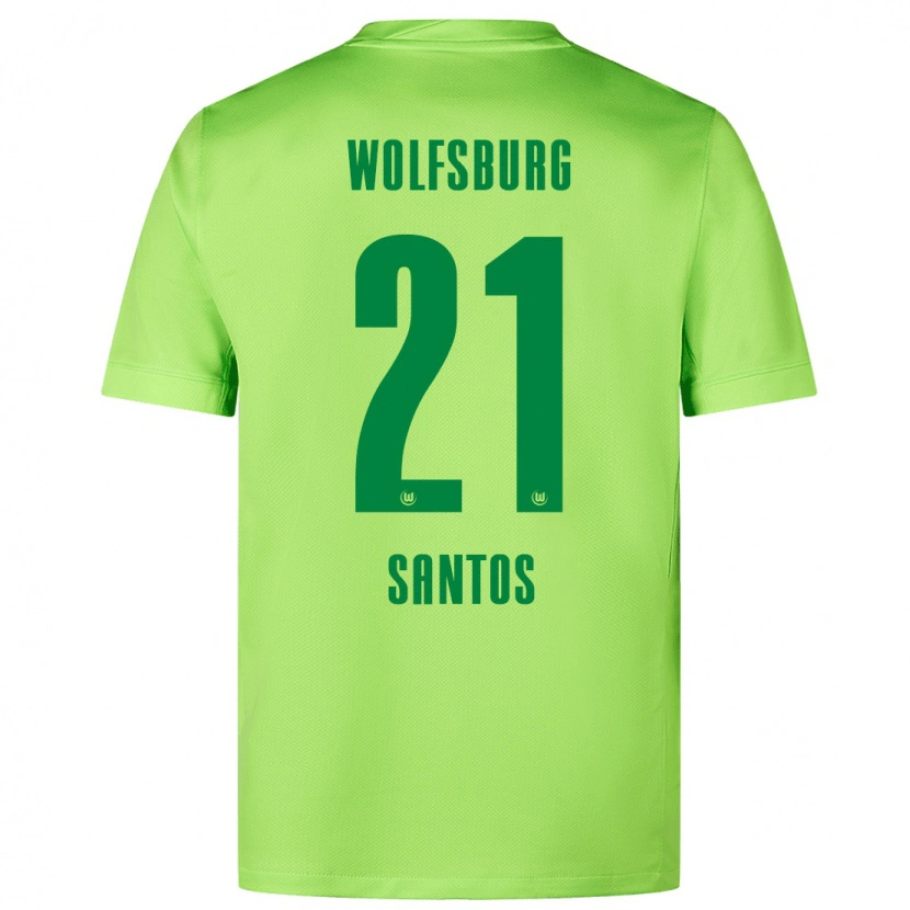 Danxen Męski Leonardo Santos #21 Fluorescencyjny Zielony Domowa Koszulka 2024/25 Koszulki Klubowe