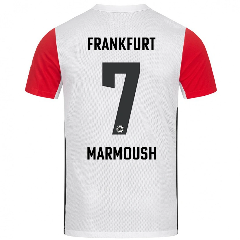 Danxen Męski Omar Marmoush #7 Biały Czerwony Domowa Koszulka 2024/25 Koszulki Klubowe