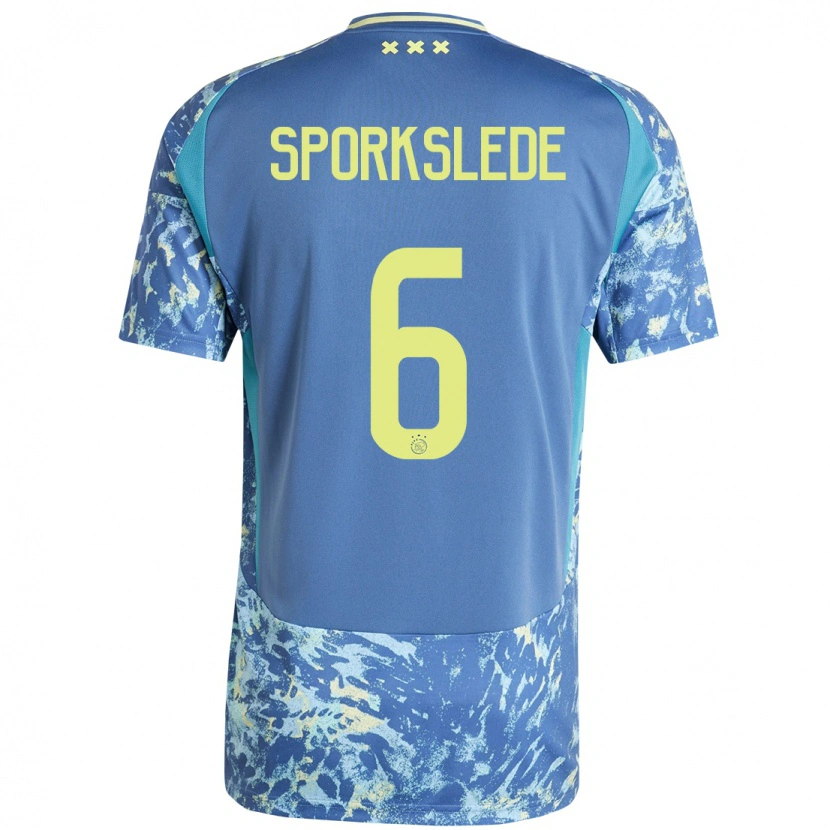 Danxen Męski Fabian Sporkslede #6 Szary Niebieski Żółty Wyjazdowa Koszulka 2024/25 Koszulki Klubowe