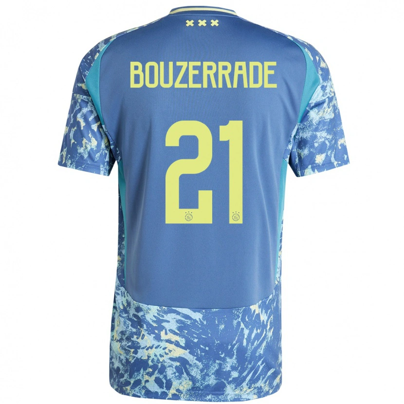 Danxen Męski Zaina Bouzerrade #21 Szary Niebieski Żółty Wyjazdowa Koszulka 2024/25 Koszulki Klubowe