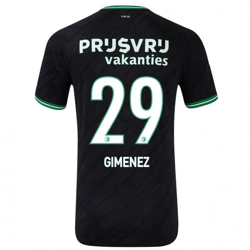 Danxen Męski Santiago Gimenez #29 Czarny Zielony Wyjazdowa Koszulka 2024/25 Koszulki Klubowe