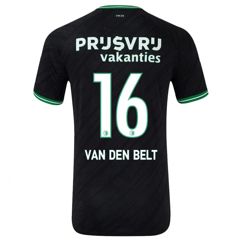 Danxen Męski Thomas Van Den Belt #16 Czarny Zielony Wyjazdowa Koszulka 2024/25 Koszulki Klubowe