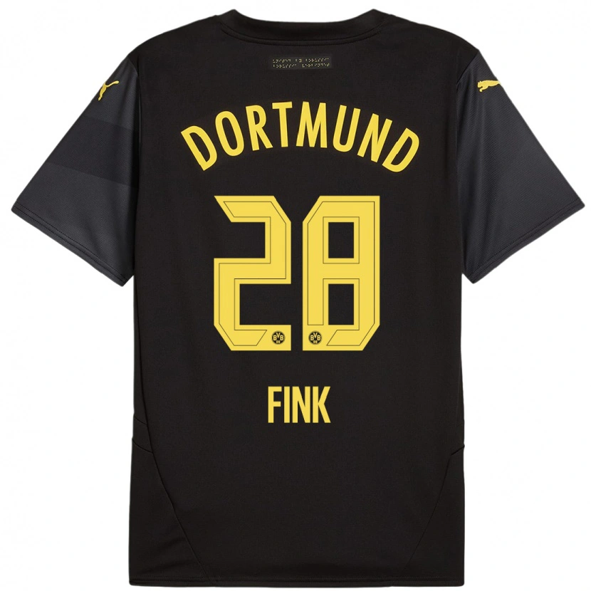 Danxen Męski Bradley Fink #28 Czarny Żółty Wyjazdowa Koszulka 2024/25 Koszulki Klubowe