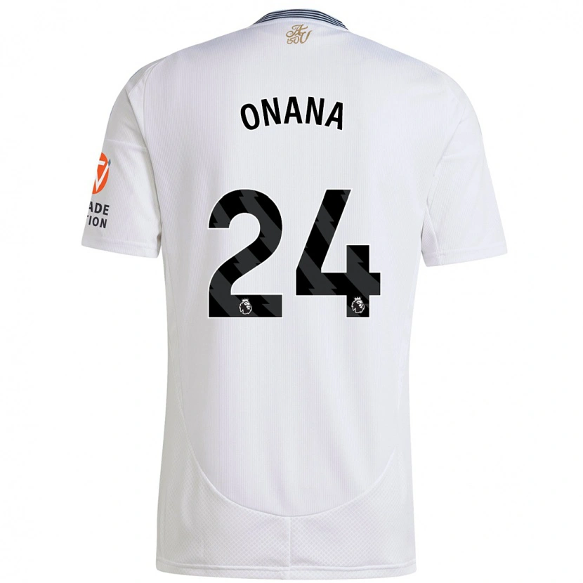 Danxen Męski Amadou Onana #24 Biały Wyjazdowa Koszulka 2024/25 Koszulki Klubowe
