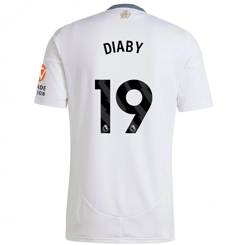 Danxen Męski Moussa Diaby #19 Biały Wyjazdowa Koszulka 2024/25 Koszulki Klubowe
