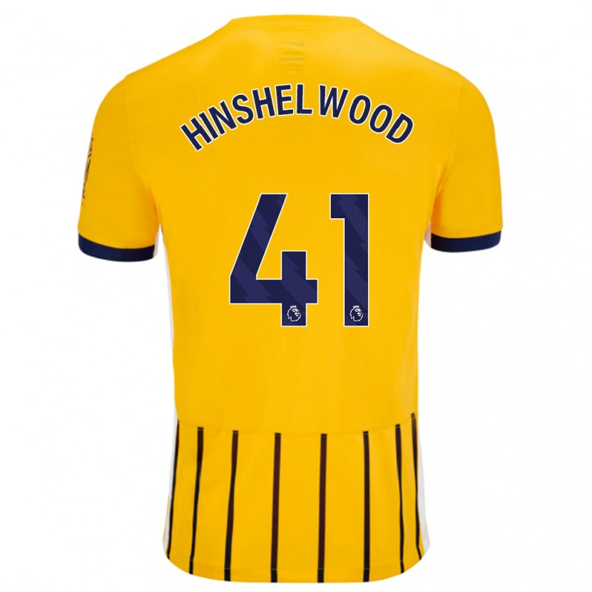 Danxen Męski Jack Hinshelwood #41 Złoty Niebieski Prążki Wyjazdowa Koszulka 2024/25 Koszulki Klubowe