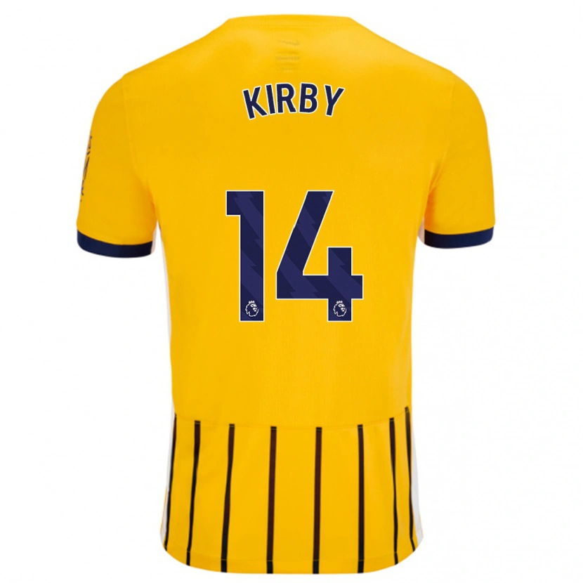 Danxen Męski Fran Kirby #14 Złoty Niebieski Prążki Wyjazdowa Koszulka 2024/25 Koszulki Klubowe