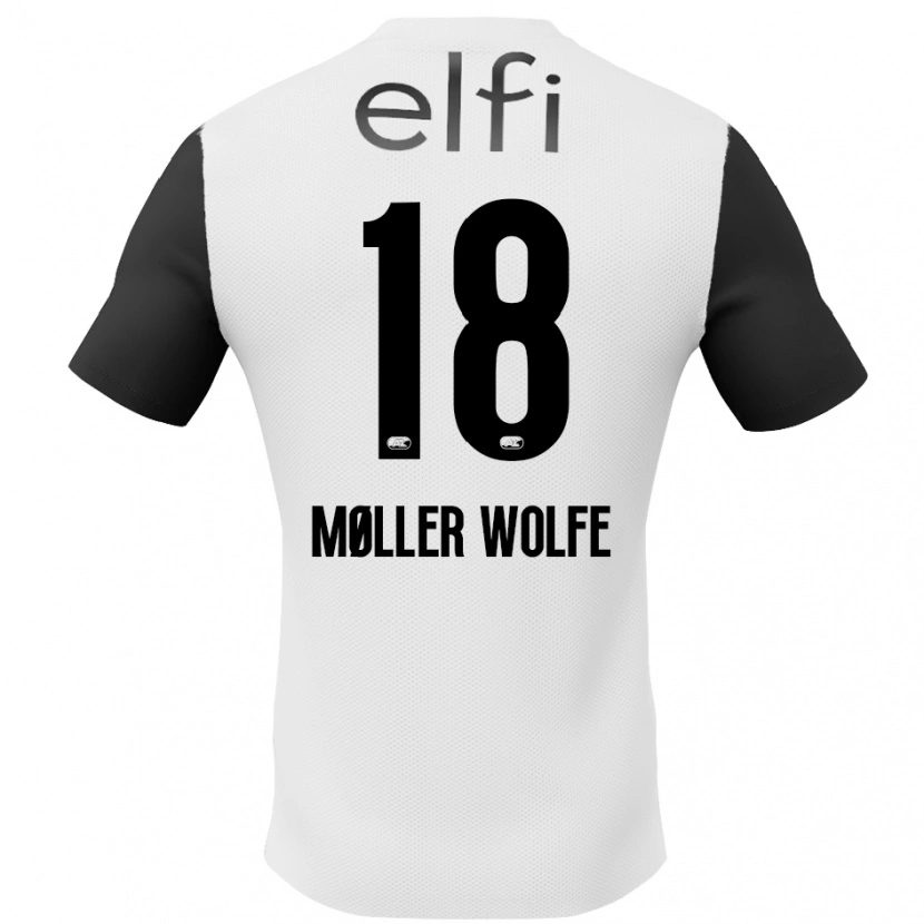 Danxen Męski David Møller Wolfe #18 Biały Czarny Wyjazdowa Koszulka 2024/25 Koszulki Klubowe