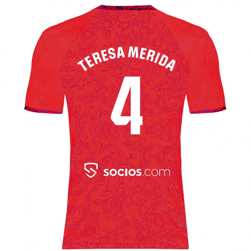 Danxen Męski Teresa Merida #4 Czerwony Wyjazdowa Koszulka 2024/25 Koszulki Klubowe