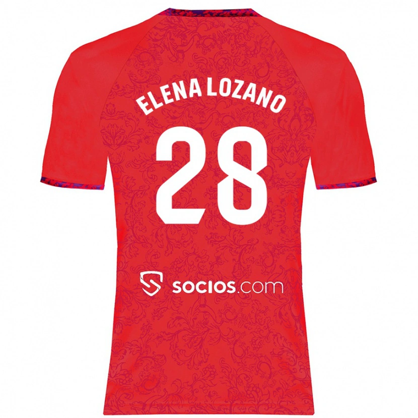 Danxen Męski Elena Lozano Gallego #28 Czerwony Wyjazdowa Koszulka 2024/25 Koszulki Klubowe