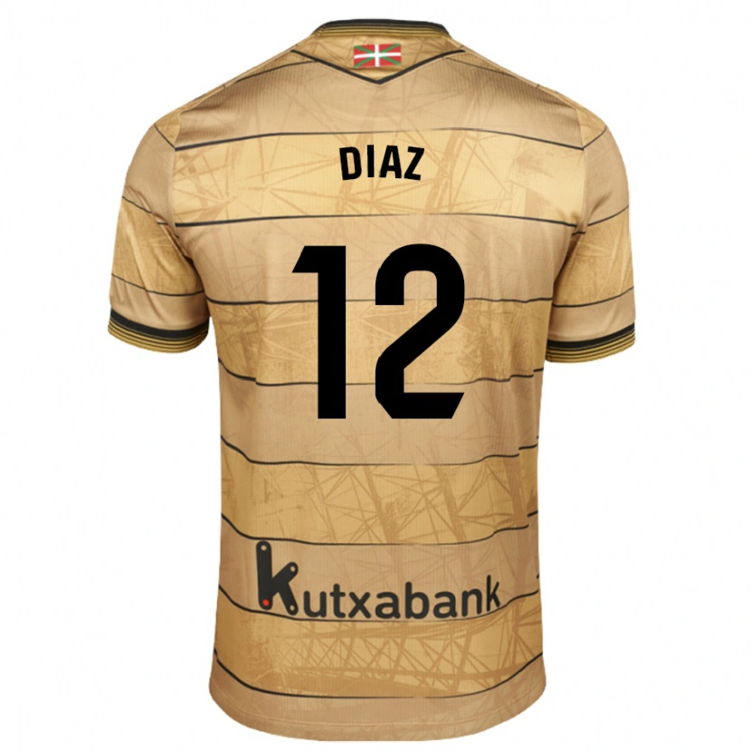 Danxen Męski Ekain Díaz #12 Brązowy Wyjazdowa Koszulka 2024/25 Koszulki Klubowe