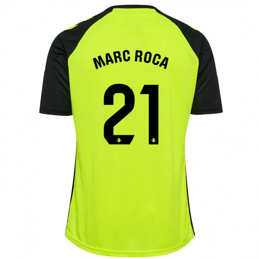 Danxen Męski Marc Roca #21 Fluorescencyjny Żółty Czarny Wyjazdowa Koszulka 2024/25 Koszulki Klubowe