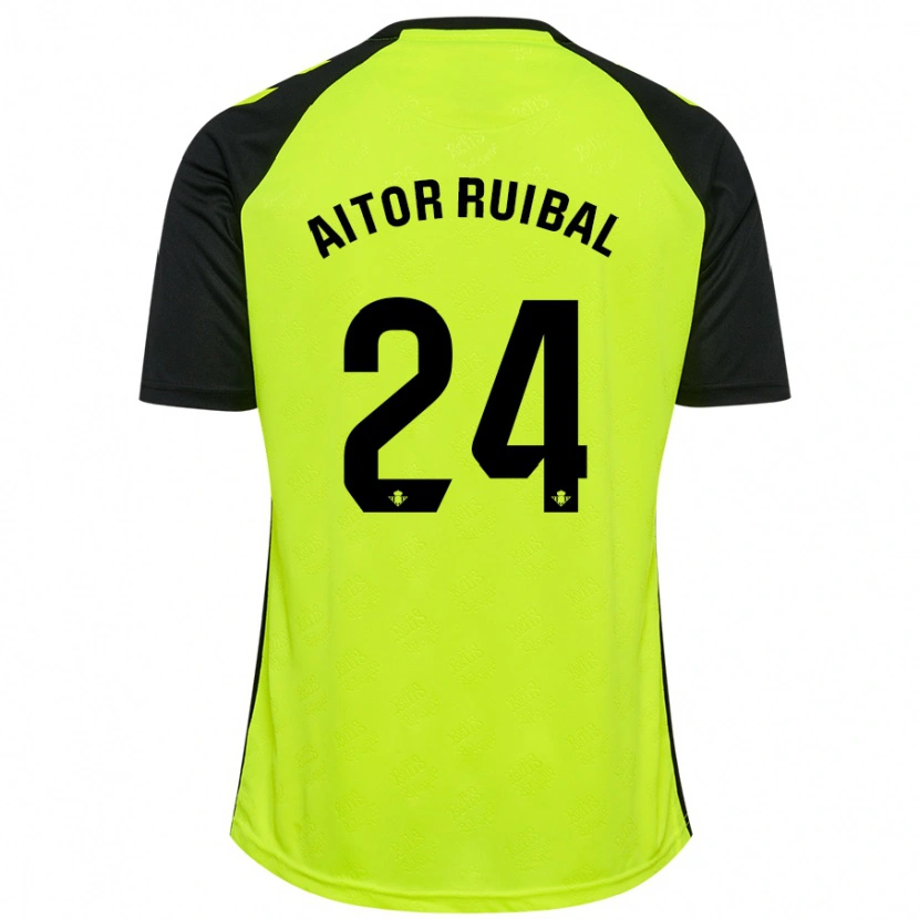 Danxen Męski Aitor Ruibal #24 Fluorescencyjny Żółty Czarny Wyjazdowa Koszulka 2024/25 Koszulki Klubowe