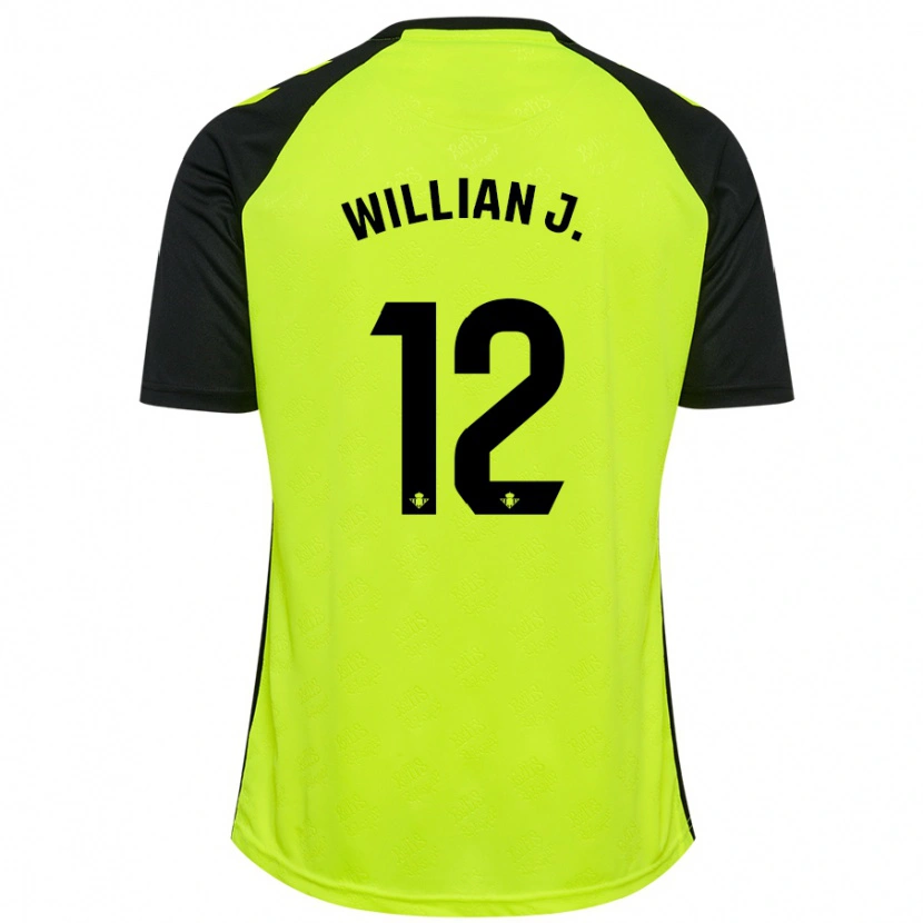 Danxen Męski Willian José #12 Fluorescencyjny Żółty Czarny Wyjazdowa Koszulka 2024/25 Koszulki Klubowe