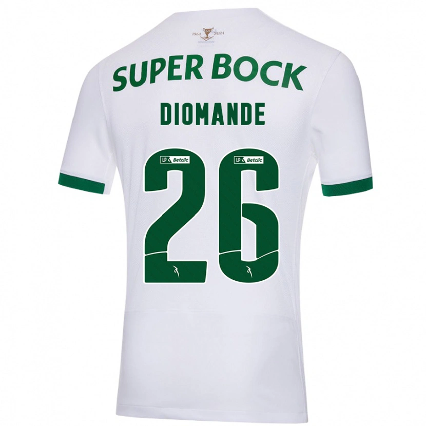 Danxen Męski Ousmane Diomande #26 Biały Zielony Wyjazdowa Koszulka 2024/25 Koszulki Klubowe