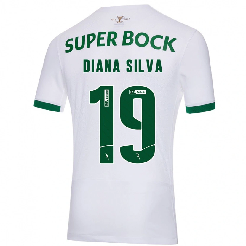 Danxen Męski Diana Micaela Abreu De Sousa E Silva #19 Biały Zielony Wyjazdowa Koszulka 2024/25 Koszulki Klubowe